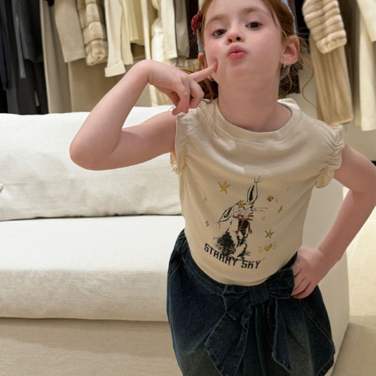 春蝶結びデザインデニムスカート