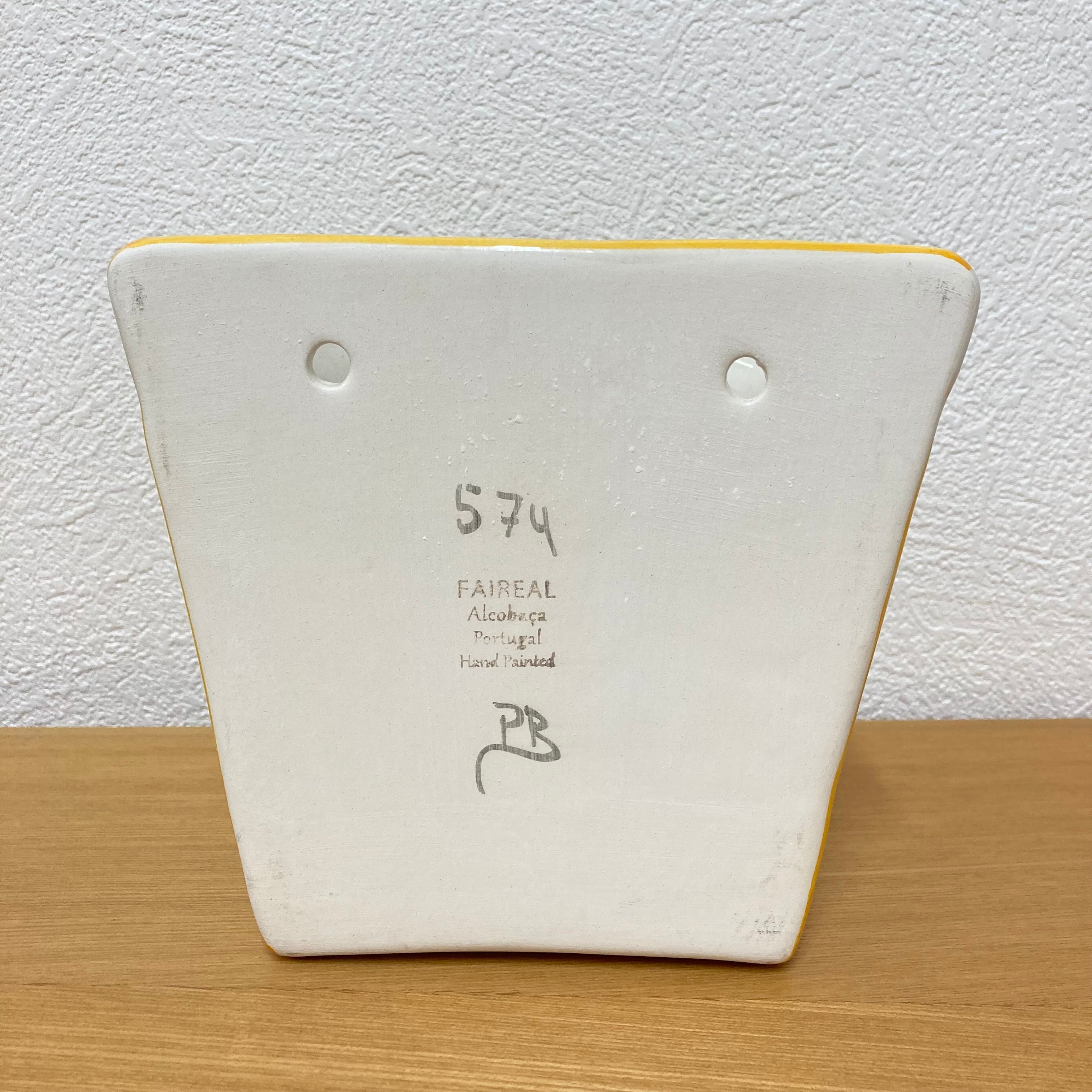 ポルトガル陶器 壁掛けプランター（ホワイトイエロー） | zakka kisiro