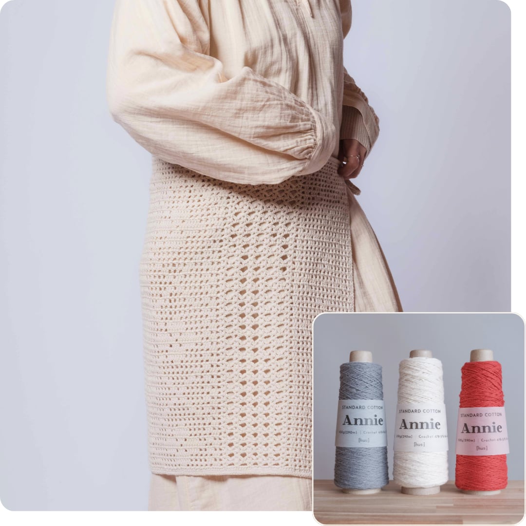 透かし模様の花柄ラップスカート｜natsuki knit.さんコラボキット