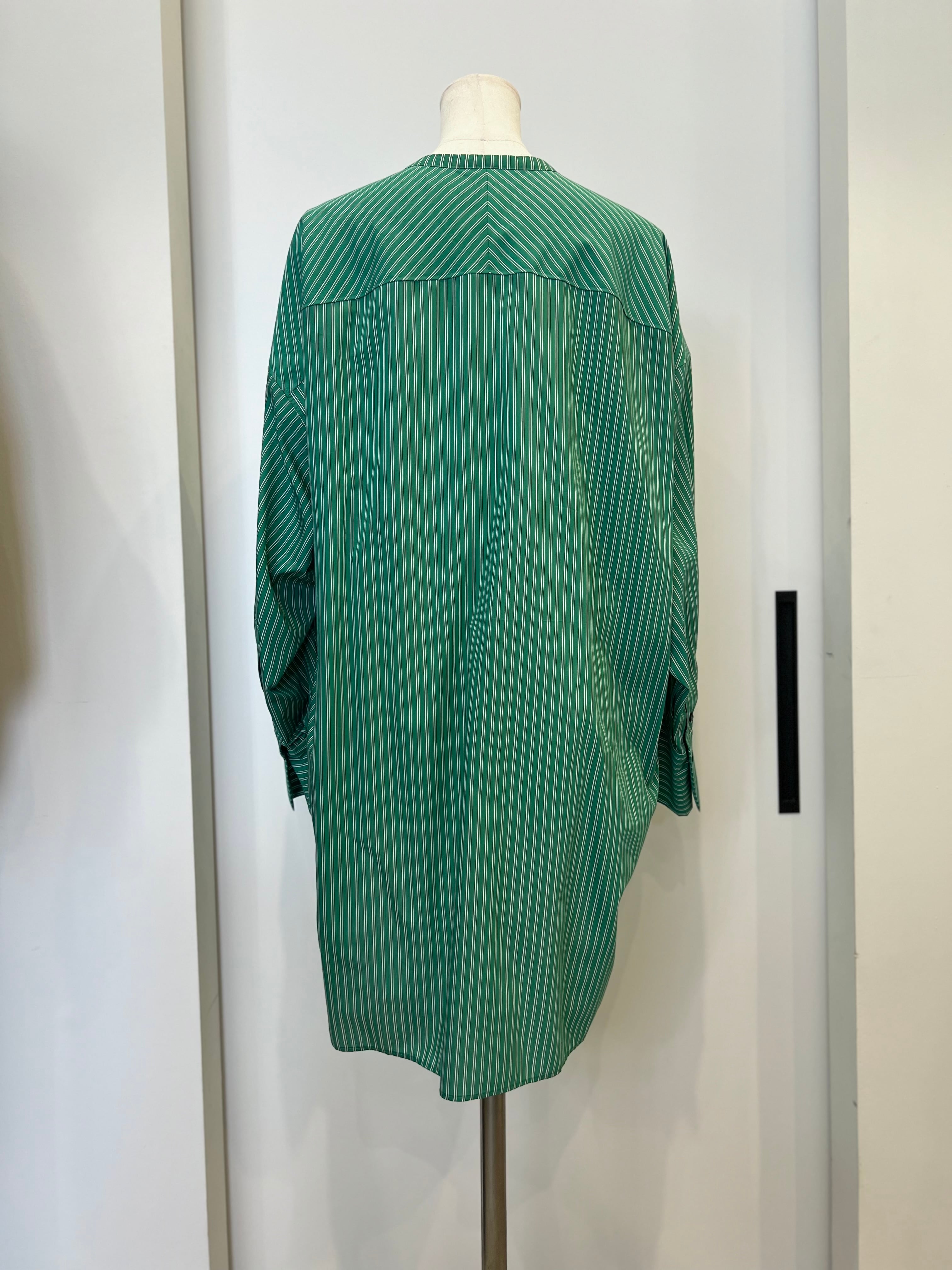 【PASSIONE】バンドカラーストライプロングシャツ 616915