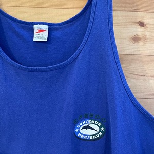 【SPEEDO】90s USA製 タンクトップ ノースリーブ XL ワンポイント バックプリント ビンテージ US古着