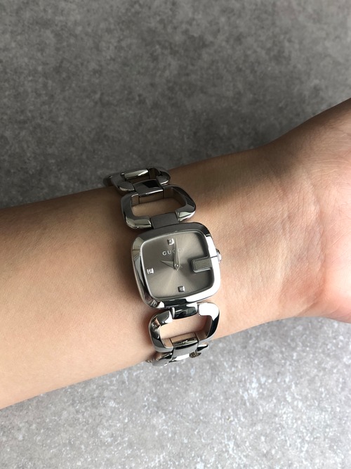 GUCCI グッチ 腕時計 シルバー スクエア ステンレススチール ストーン 125.5 vintage ヴィンテージ オールド 3xed2i