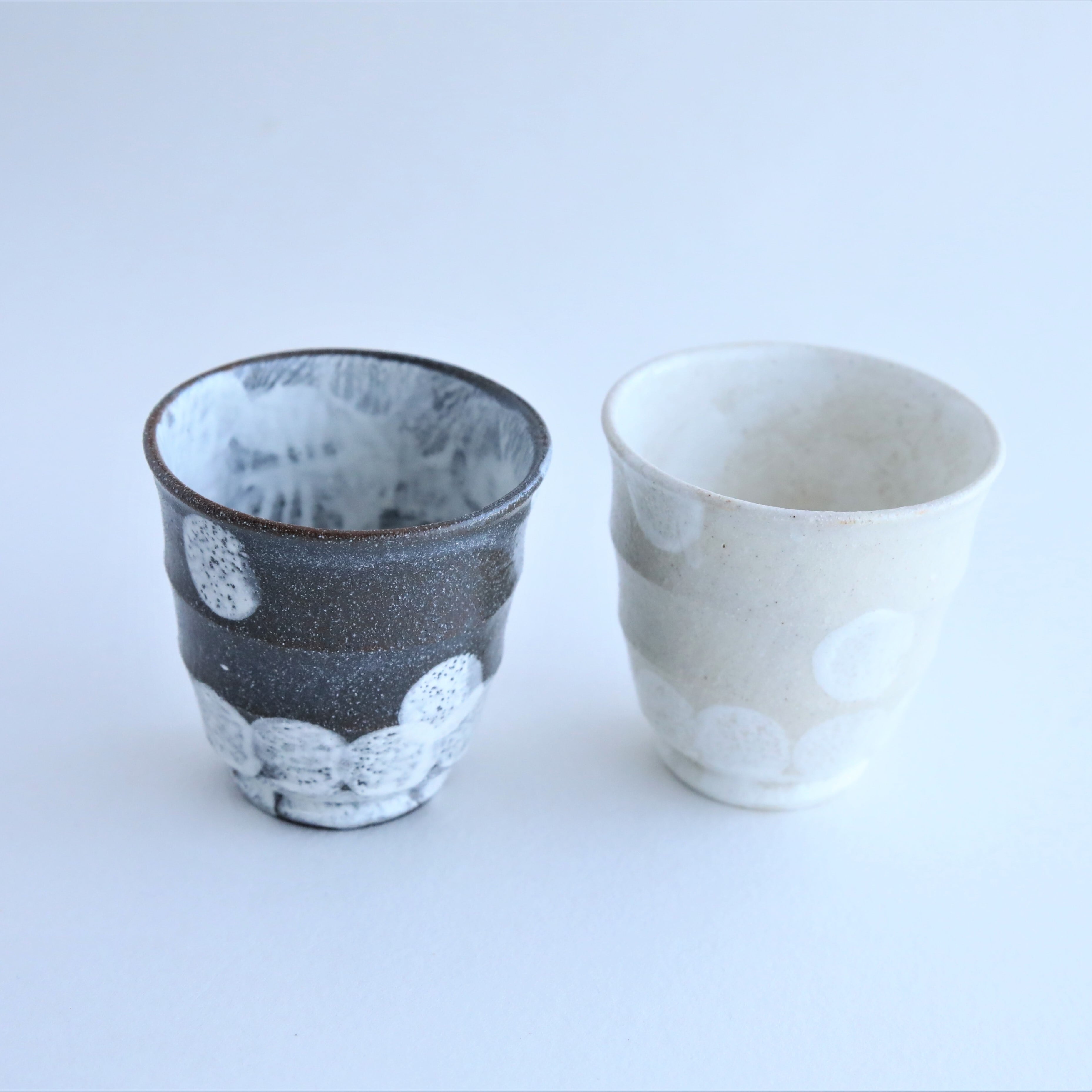 レース ドットお湯のみ ホワイト&ブラック