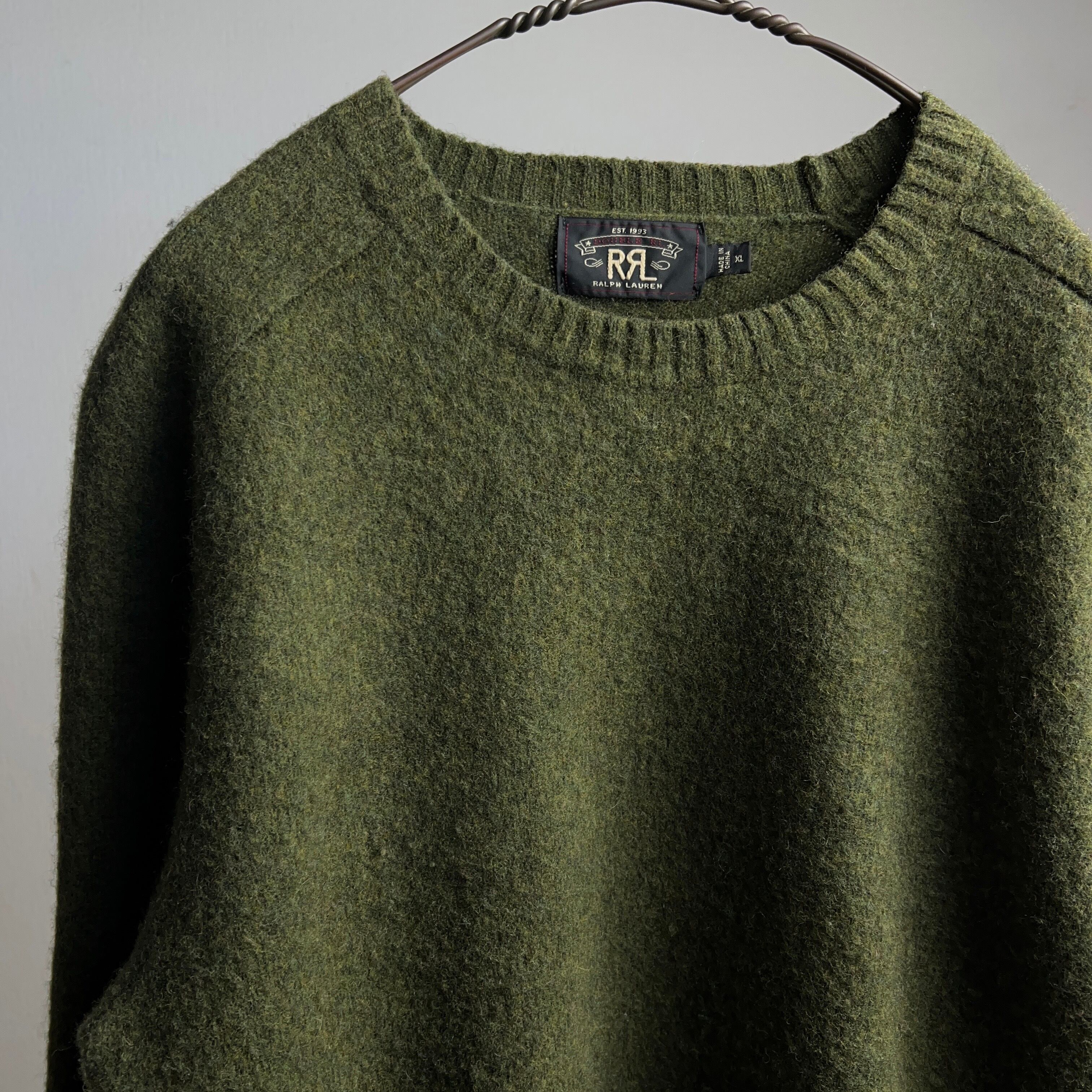 “RRL by Ralph Lauren” Wool Knit Sweater SIZE XL ダブルアールエル ラルフローレン ウールニットセーター  グリーン【1000A267】