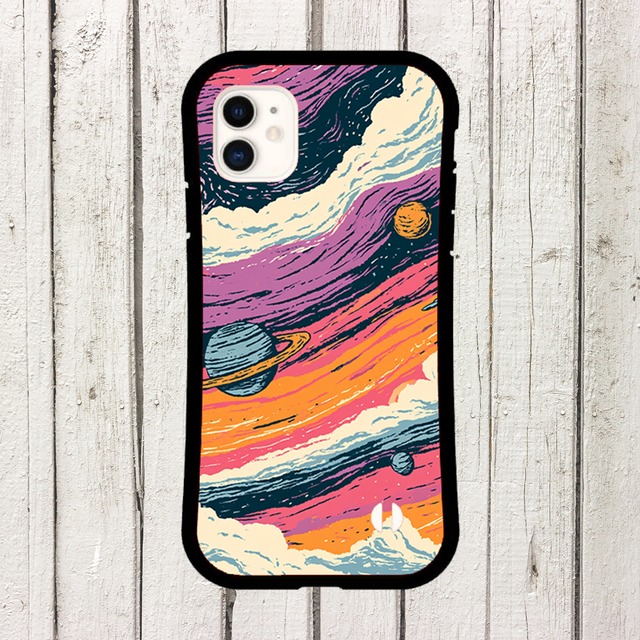 受注生産 iPhoneケース カラフル銀河のレトロ宇宙｜ギャラクシー柄 RFSP036A