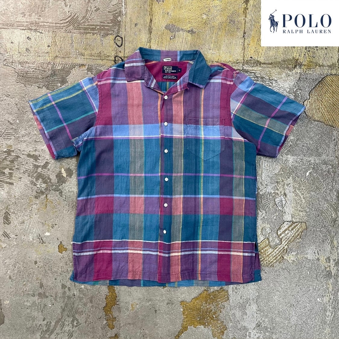 90s ポロラルフローレン 開襟シャツ マドラスチェック | used&vintage