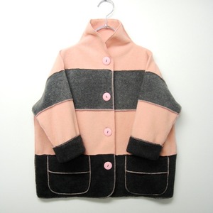 border fleece Pink☓Gray KFJ0003