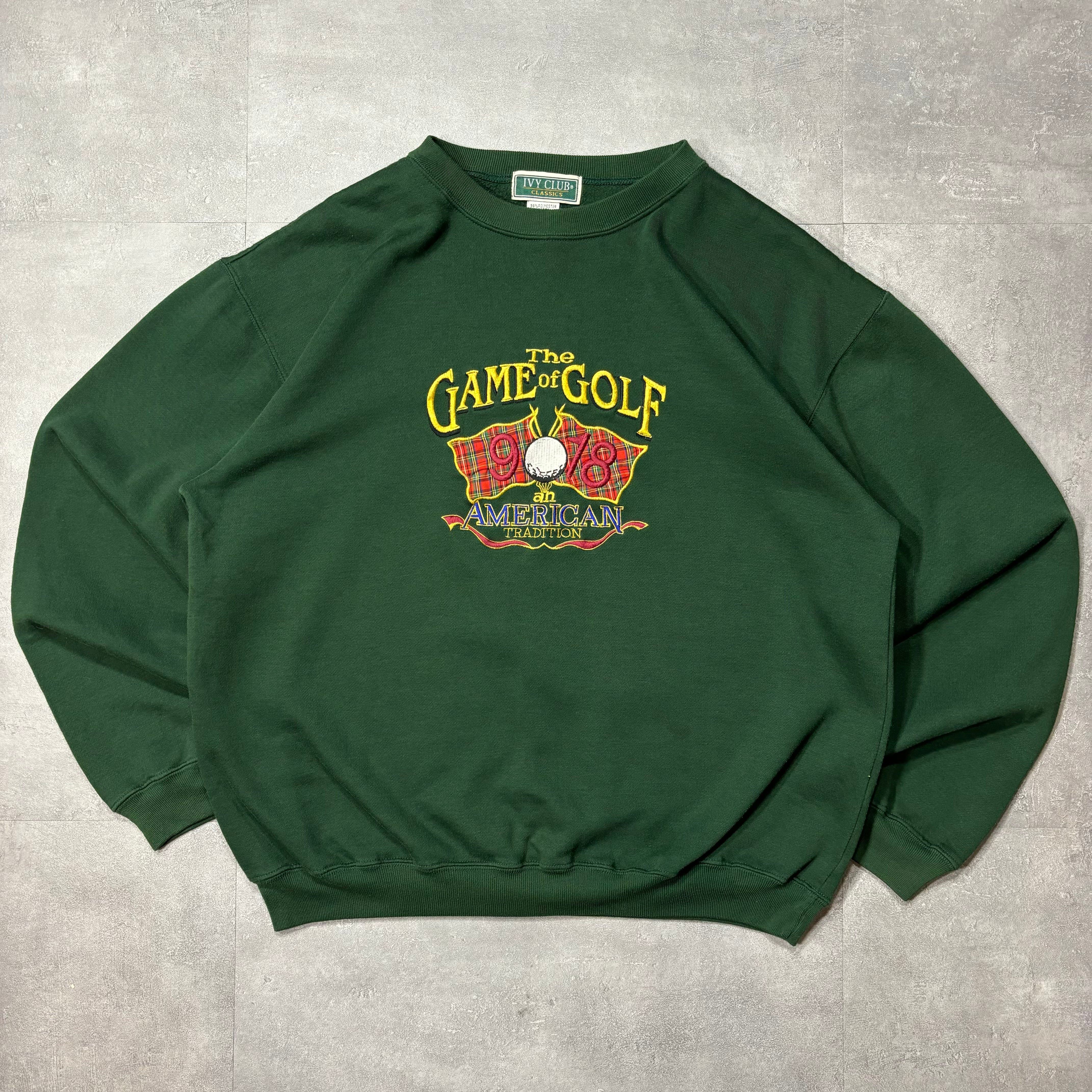 《M》 IVY CLUB CLASSICS アイビークラブクラシックス ゴルフデザイン スウェット 短丈 90年代〜 no.3998