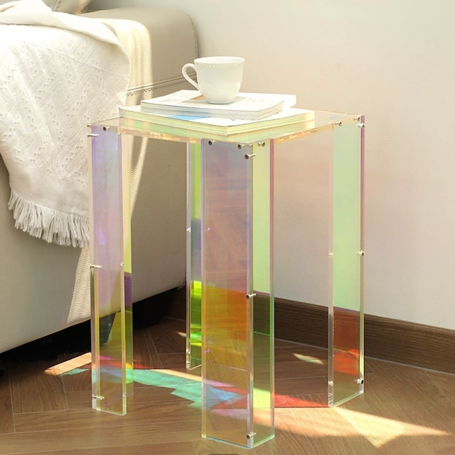 square hologram side table / スクエア ホログラム サイドテーブル オーロラ 棚 北欧 韓国インテリア 家具