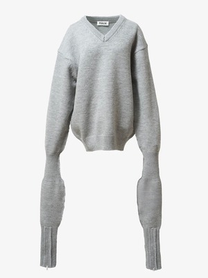 【25AW】POOLDE プールデ / Caterpillar Sleeve Sweater / Vネックセーター