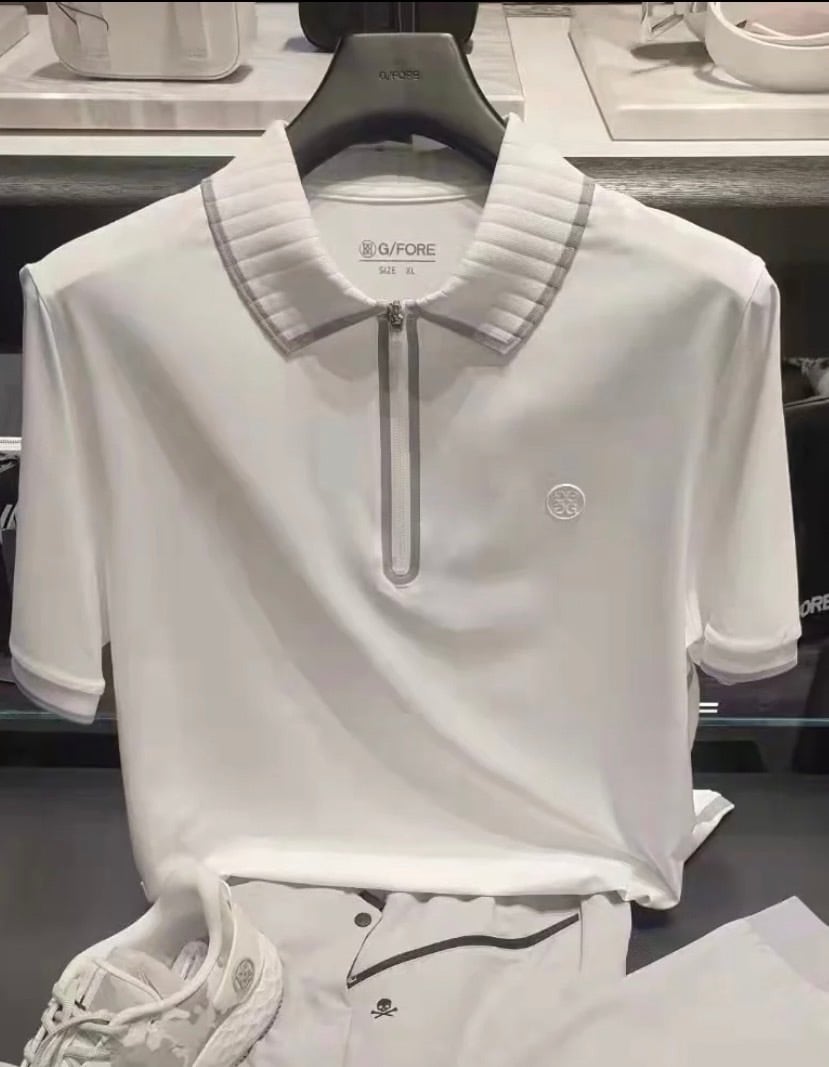 新品）G/FORE　メンズ　ゴルフシャツ ホワイト/ピンク　Mサイズ