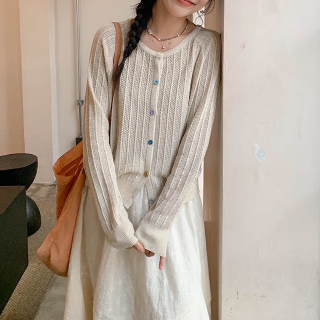 sheer knit cardigan