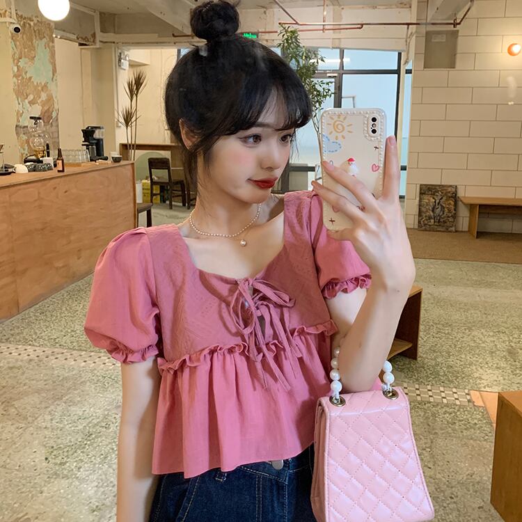 シャツ トップス サマースリムカラースタイルレディース 夏物 スクウェア YY-ファッション81709258098