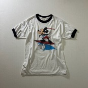 80~90s USA Disny　ミッキーマウス　シングルステッチ　リンガーTシャツ　ディズニー　ホワイト　M 古着