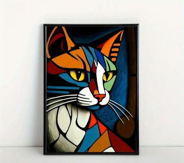 抽象画 猫 アートパネル 絵画 ピカソ抽象画 猫絵画 キャンバスアートフレーム無し 30×40cm | Art