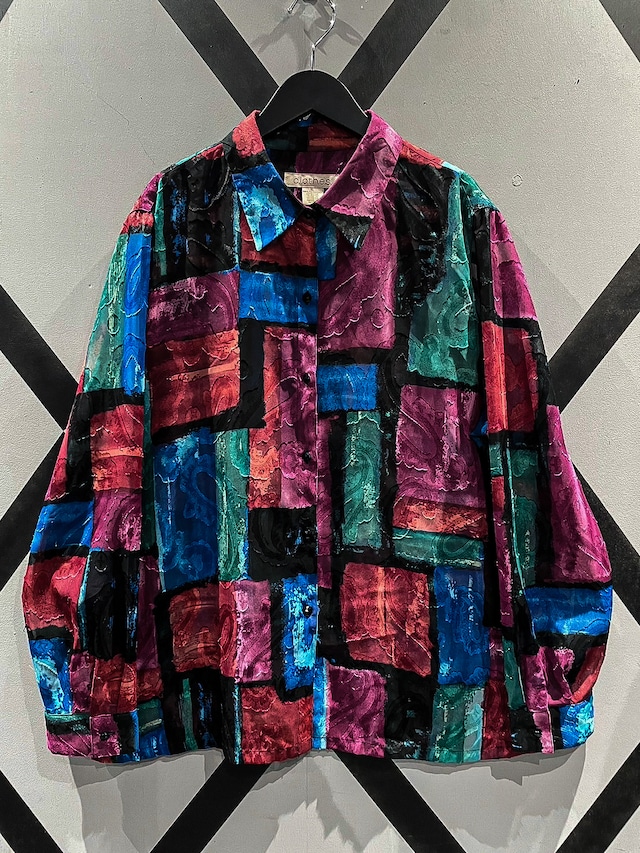 【X VINTAGE】Multiple Coloring × Paisley Pattern L/S Artistic Sheer Shirt