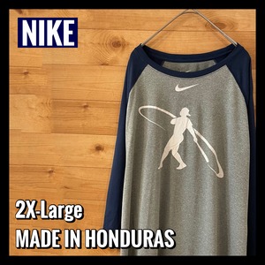 【NIKE】ベースボール Tシャツ 七分袖 DRY素材 2XL ナイキ アメリカ古着
