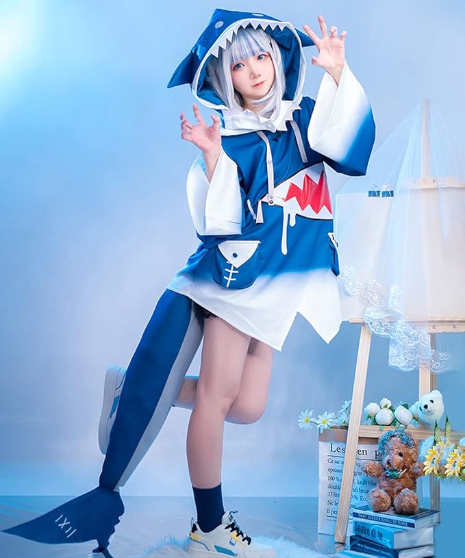 milky time] ウィッグ付き ホロライブ コスプレ サメちゃん Gawr Gura