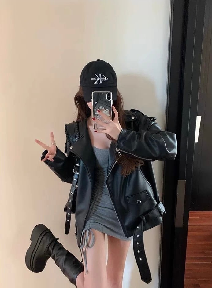 ベルト付きオーバーライダースジャケット | sharmant