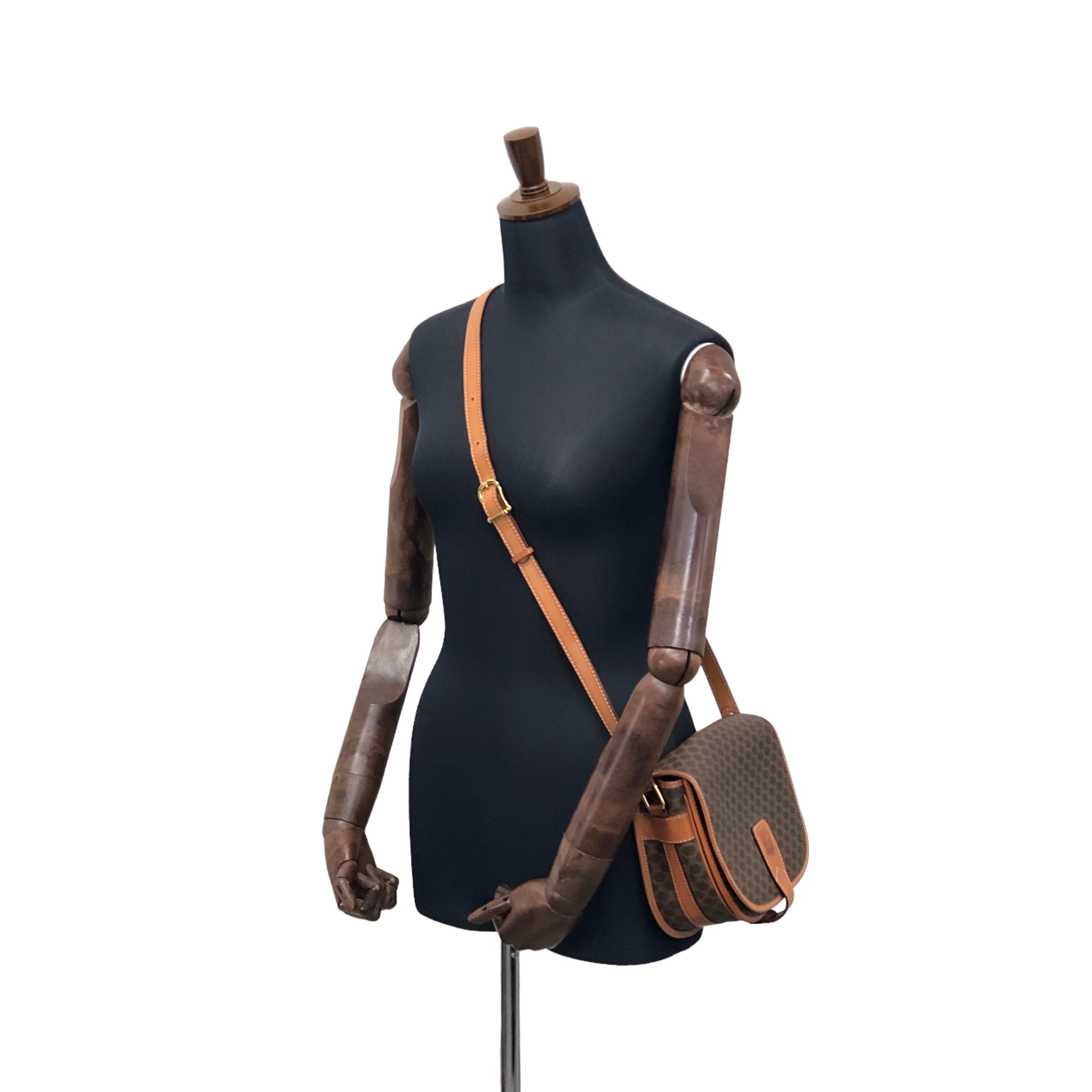 CELINE セリーヌ マカダム ショルダーバッグ ブラウン ブラゾン型押し