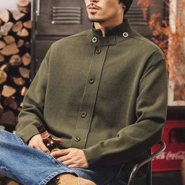 Stand collar knit tops M14956