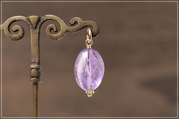 【限定】ライトカラーアメジスト大粒タンブルK14GFペンダントトップ