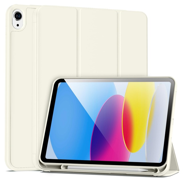 BFGTSJF iPad A16 第11世代 ケース 11インチ 2025, iPad 10世代 10.9 インチ 2022通用 三つ折りスタンド 薄型 ープ ウェイク機能対応 Apple Pencilペン収納 TPU 薄型 軽量 耐衝撃 ホワイト