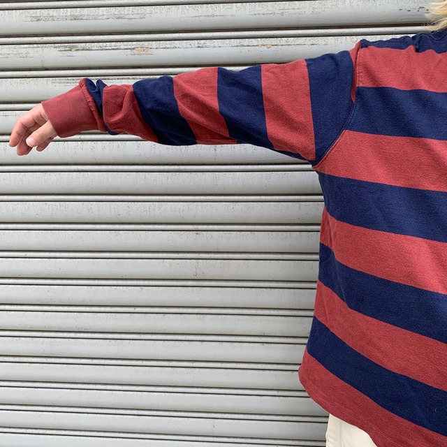 patagonia パタゴニア　ボーダー柄ラガーシャツ　太ボーダー　エンジ　XL