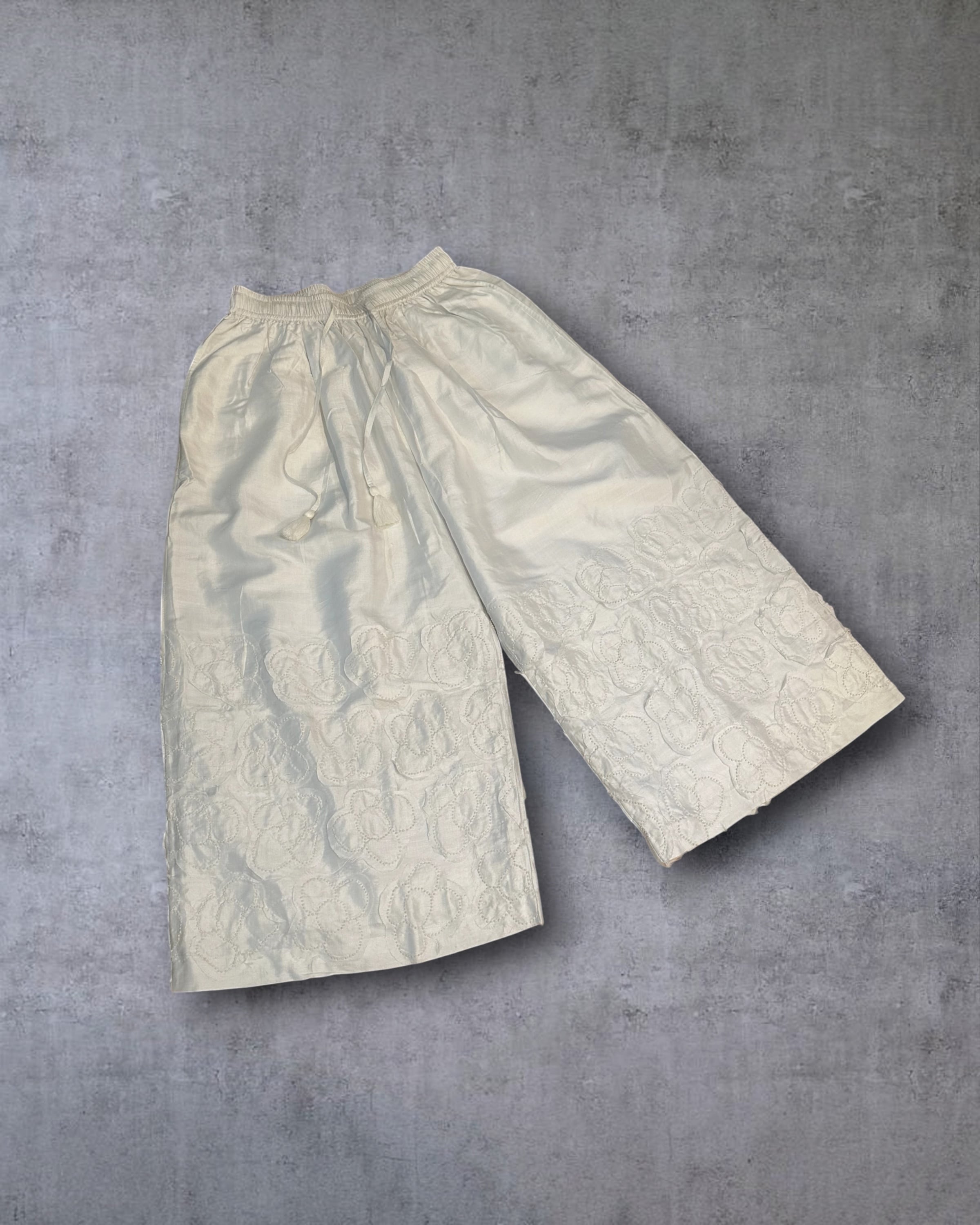 BUNON　Khadi Silk Flower Tuck Pants(Bright White)