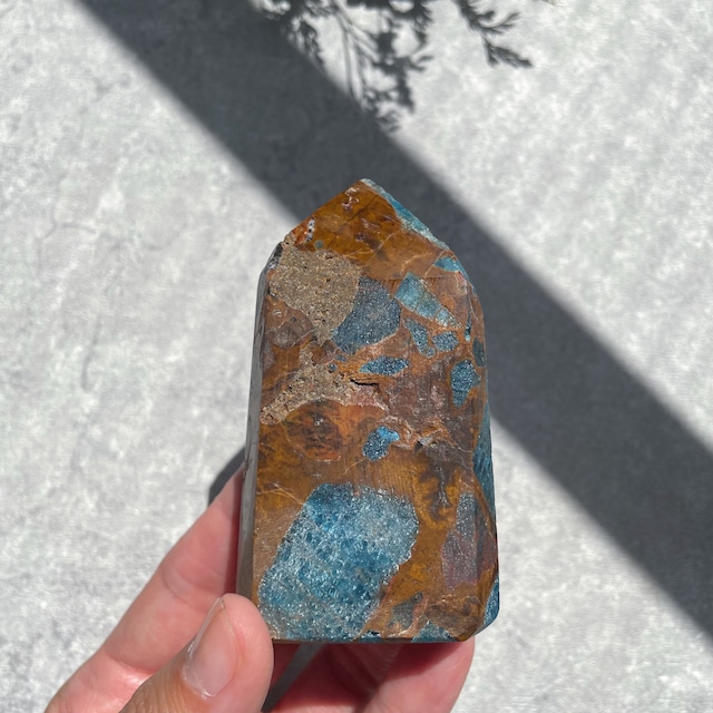 アパタイトインイエロージャスパー タワー型07◇Yellow jasper&Blue apatite ◇ 天然石・鉱石・パワーストーン