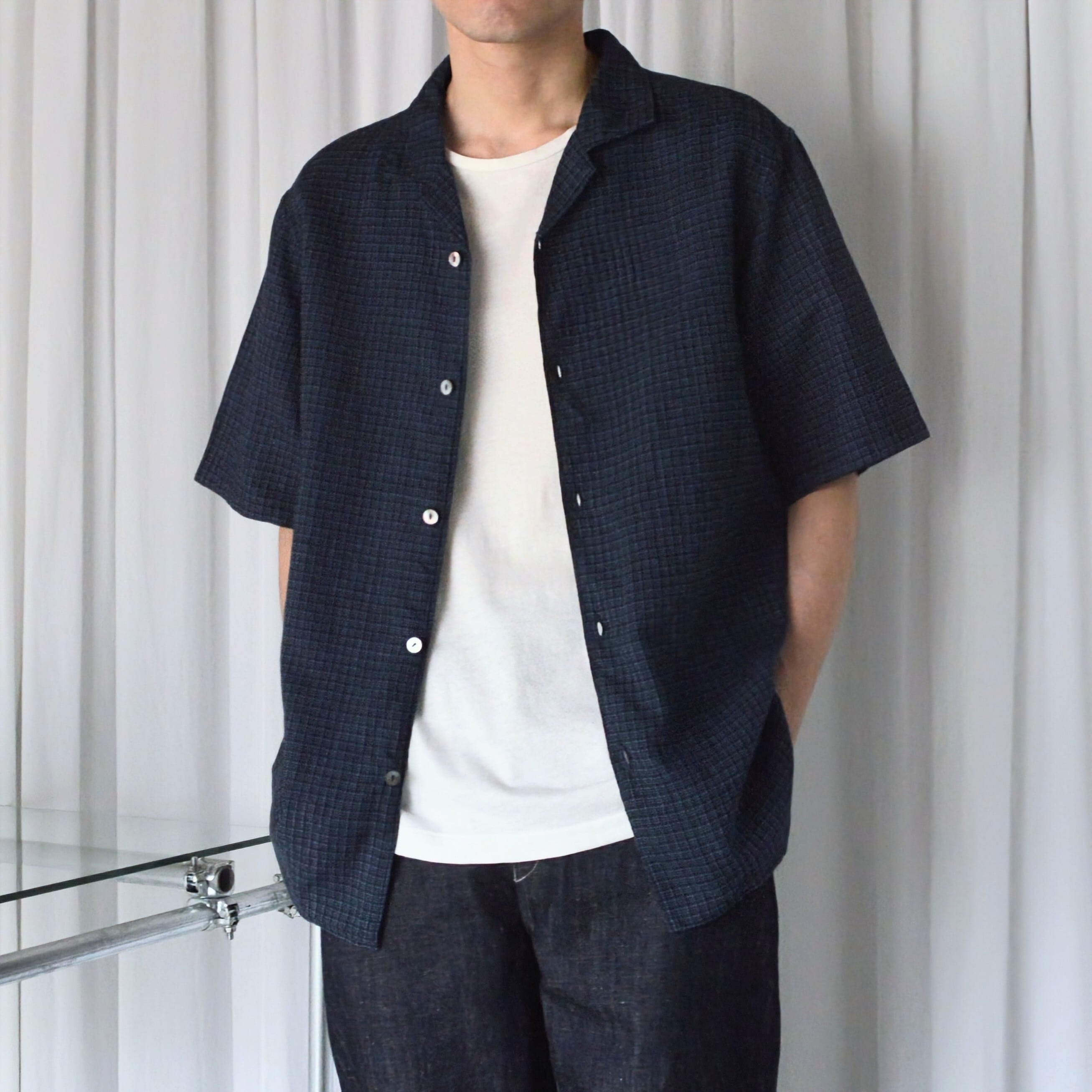 RESTOCK】MITTAN / SH-153 毛亜麻格子開襟シャツ | MA STORE