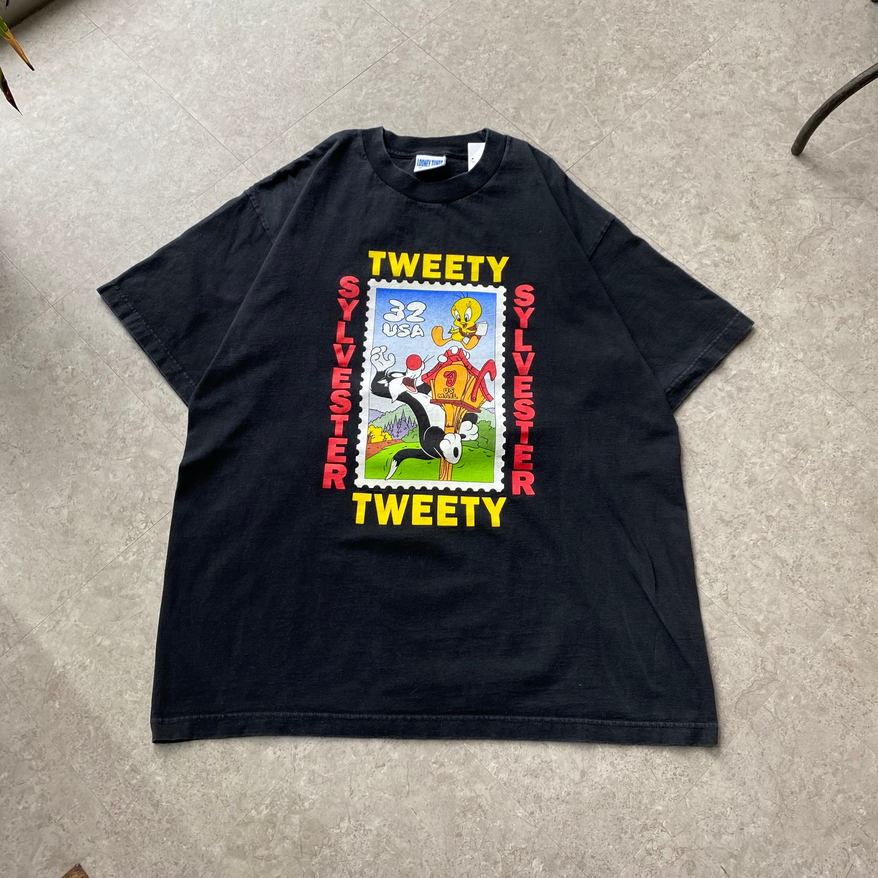 00s LOONEY TUNES stamp-style " Tweety × Sylvester " T-shirt【仙台店】