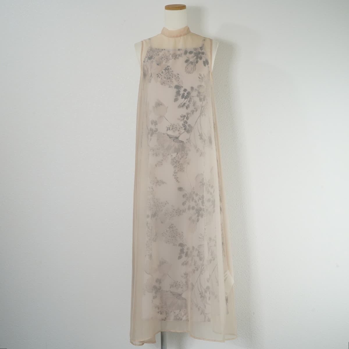 2WAY FLOWER LAYERED SHEER DRESS  S