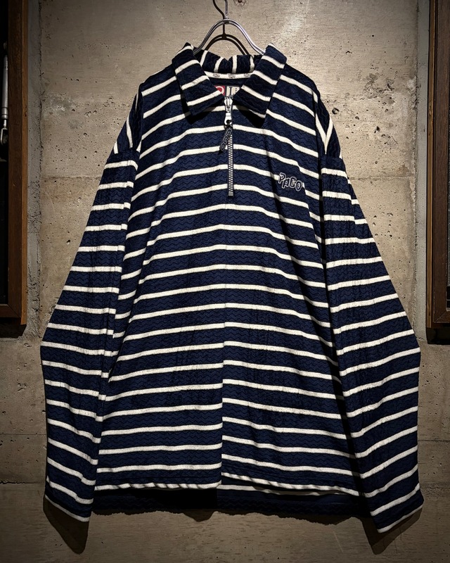 【Caka】“Dead Stock” “PACO” Horizontal Stripe Vintage Half Zip Pile Fabric Pullover