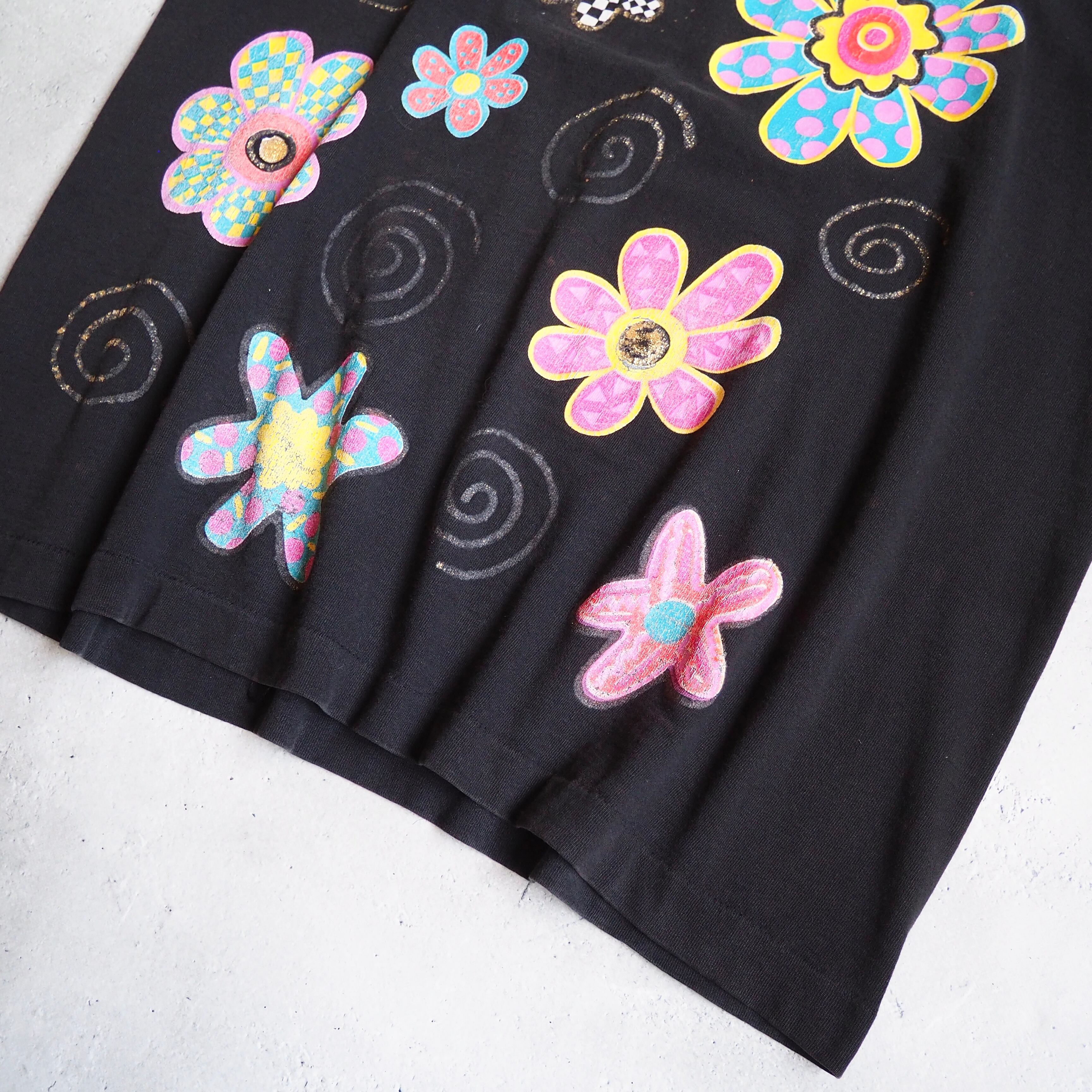 1990s " Special " Good Fade × Flower printed vintage loose SS Tee (made in USA)