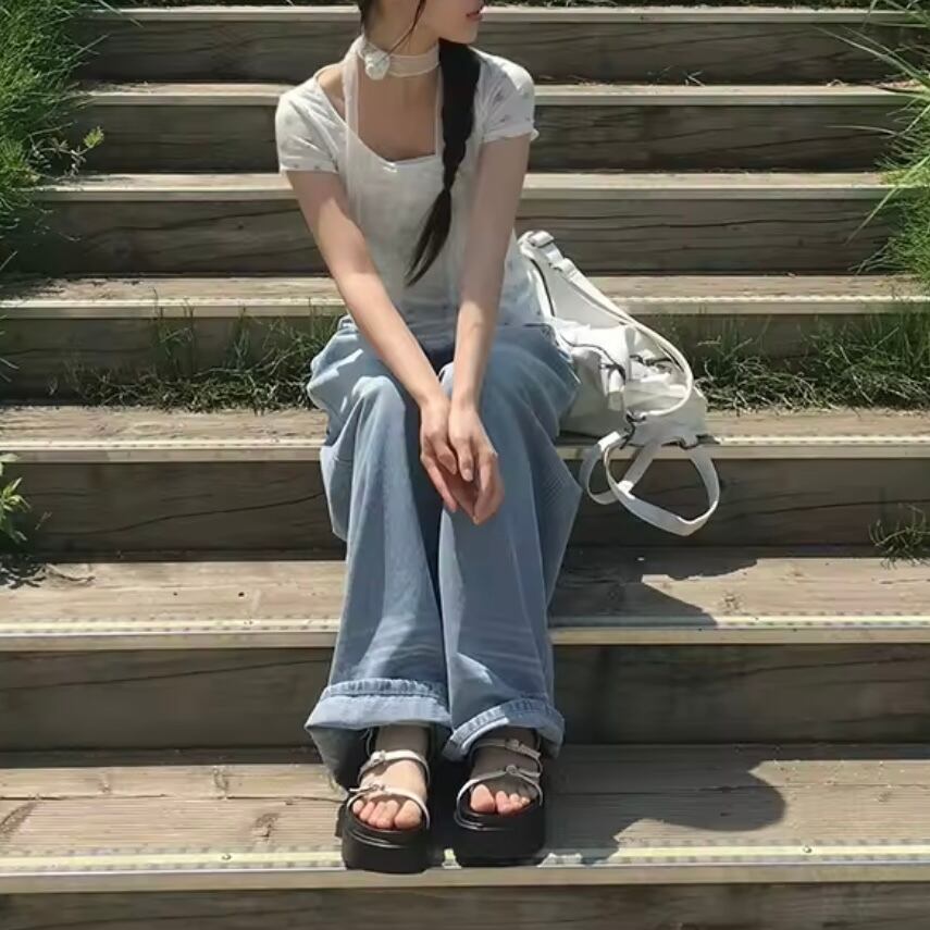 フラワーチョーカーシフォンTシャツ