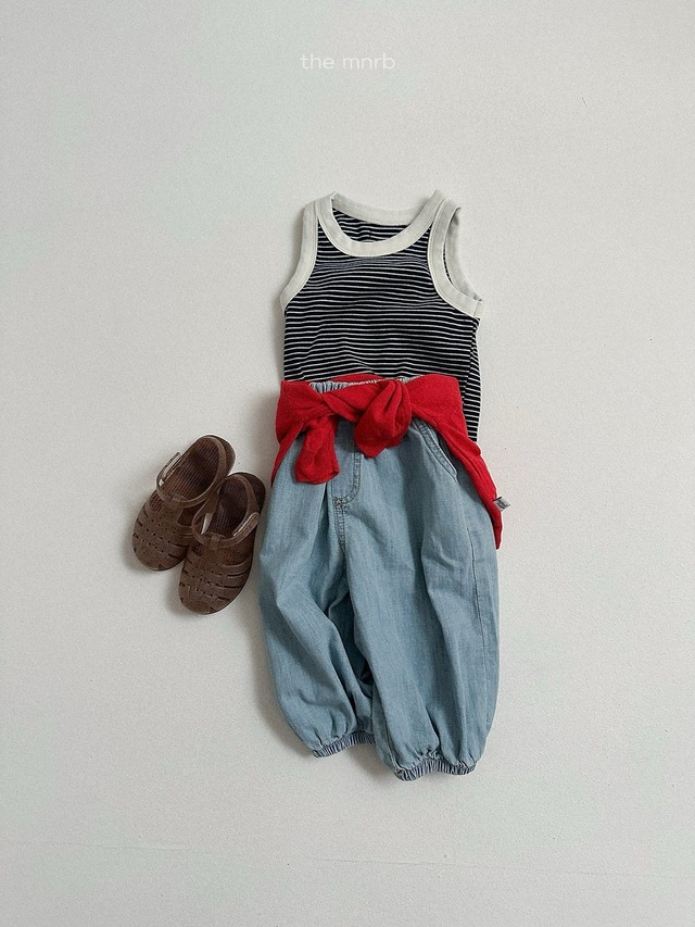 《予約》送料無料 【mini robe】Slub denim jogger pants