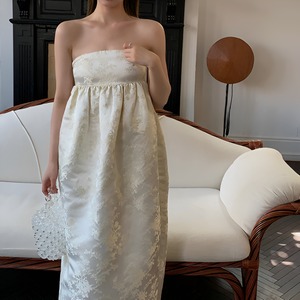 Tube top long skirt satin dress【H00048】