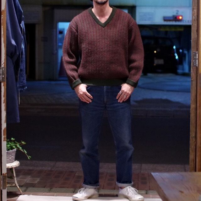 1980s L.L.Bean V-neck Birds Eye Sweater / エルエルビーン