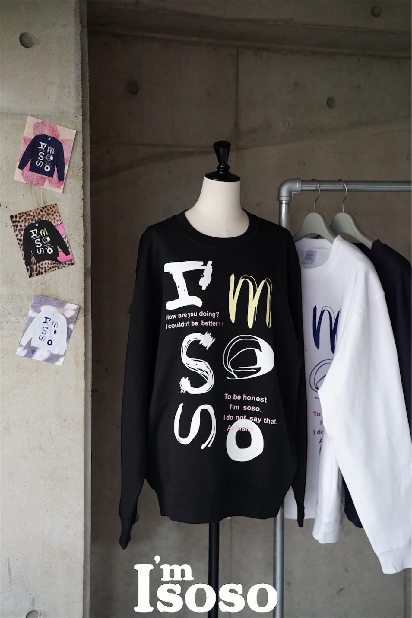 I'M SOSO TEGAKI PRINT SWEAT | I AM NOT WEBSTORE I'M SOSO TEGAKI PRINT SWEAT | I AM NOT WEBSTORE
