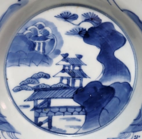 古伊万里染付 楼閣山水図皿 5客 | 賢祥堂 うつわ店