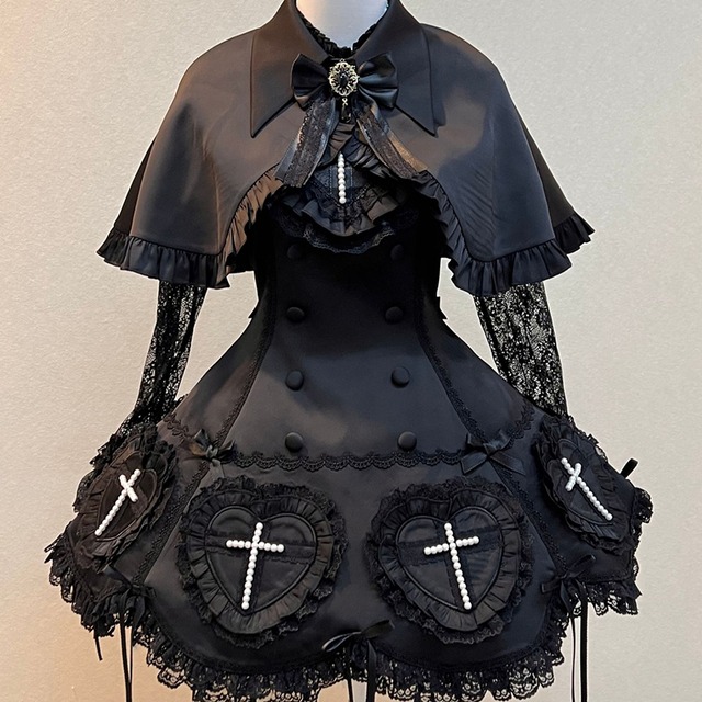 ダークゴシック クローク ケープ 闇かわいい 暗黒ゴシック 舞台衣装 イベント衣装 撮影会衣装