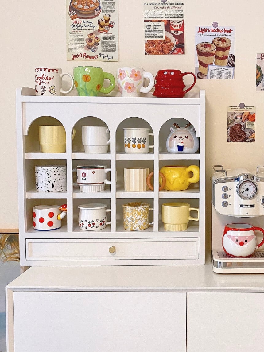 arch wood cup shelf 2size 2colors / アーチ ウッド カップ シェルフ