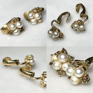 vintage CHIRISTIAN DIOR earring set with fake pearl & rhinestone