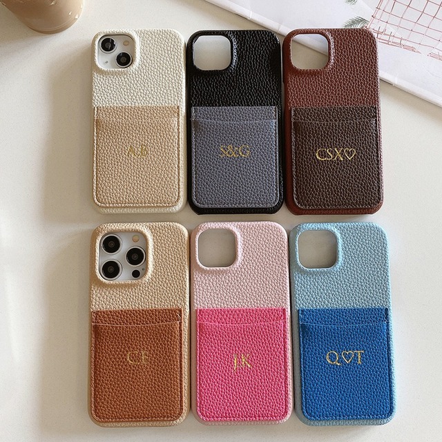 leather card pocket logo iphone case m0052