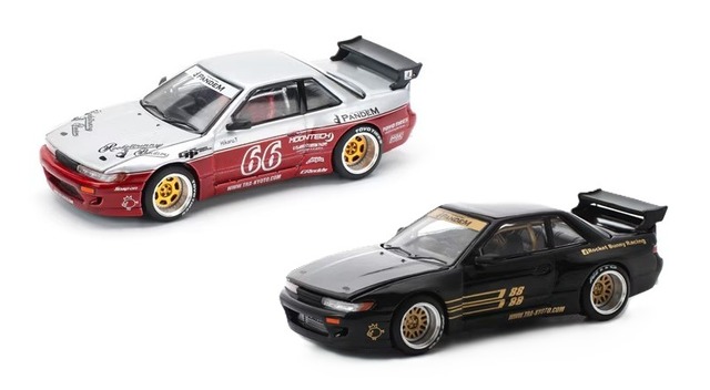 POP RACE 1/64 PANDEM SILVIA S13 MOONTECH RED ＆ BLACK  2台セット