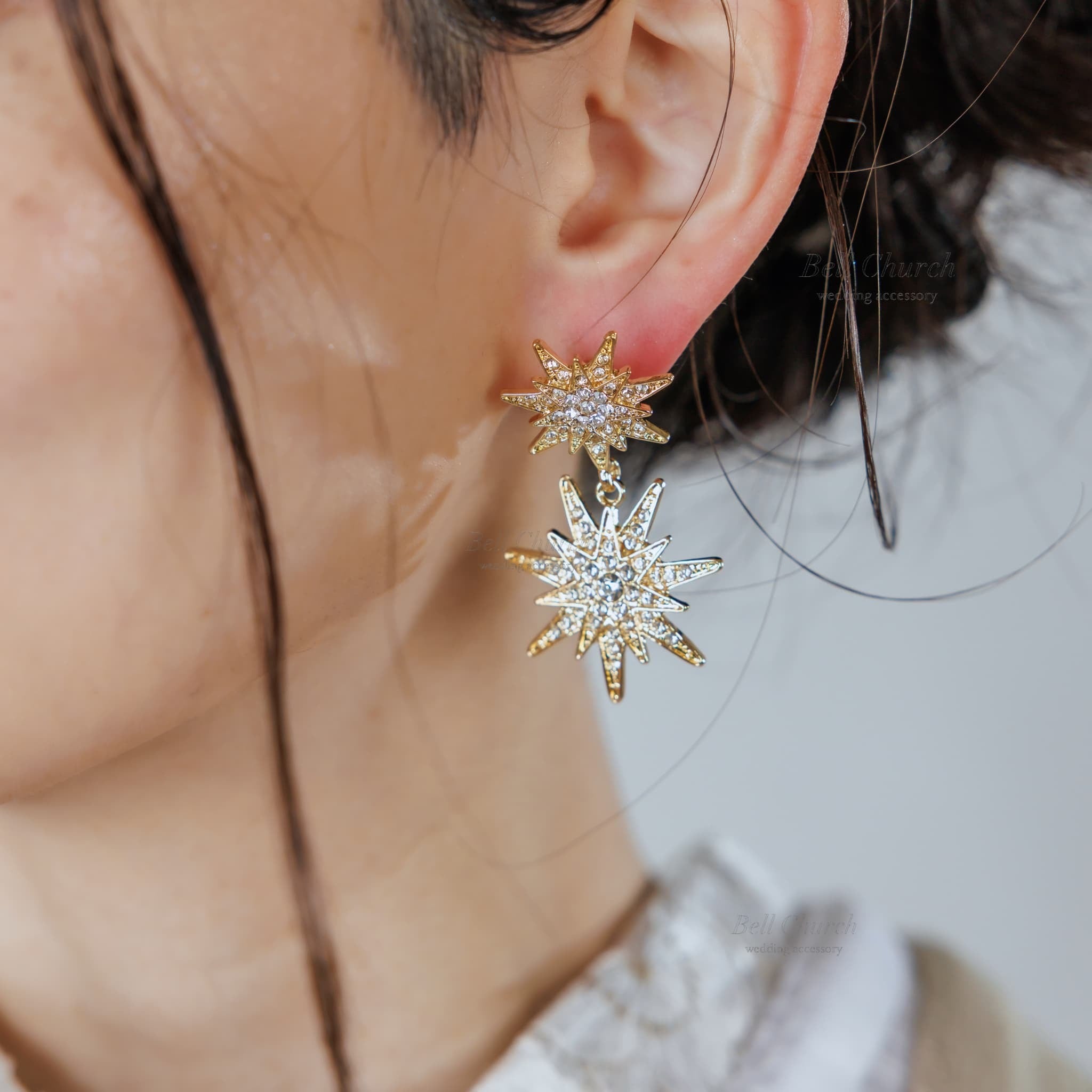ピアス イヤリング | ジルコニア | 星モチーフ | ゴールド | (BC-E79