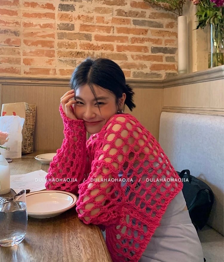 4color / メッシュカラーニットカーディガン