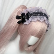 ♡【受注生産】No.10 薔薇刺繍＆黒基調 フリルレース ダブルリボンヘッドドレス black×purple ♡