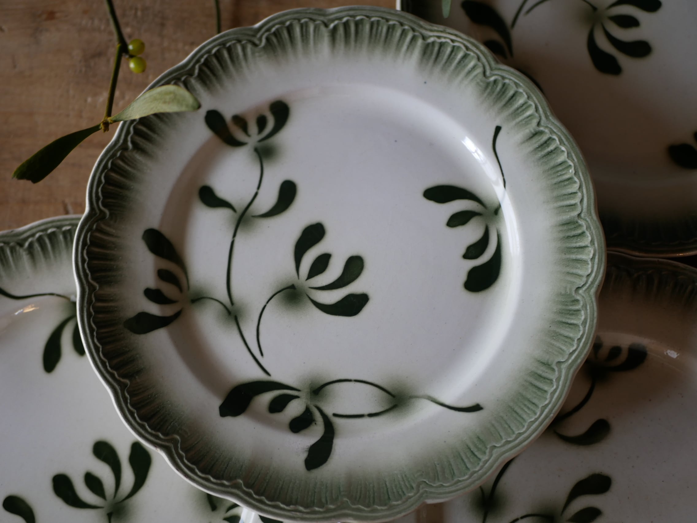 宿り木 ヤドリギ アンティークプレート デザートプレート ブロカントの